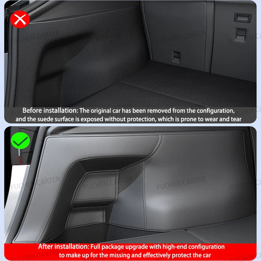 For Tesla Model Y Juniper Trunk Mat Full Coverage Trunk Both Side Guards Seat Backrest Protective Pad Cargo Liner Anti Dirty Mat