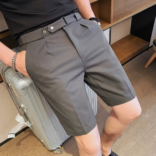 4 Color Summer British Style Suit Shorts 2023 Men Naples Business Casual Slim Fit Short Pant Fashion Slim Fit Solid Color Pants