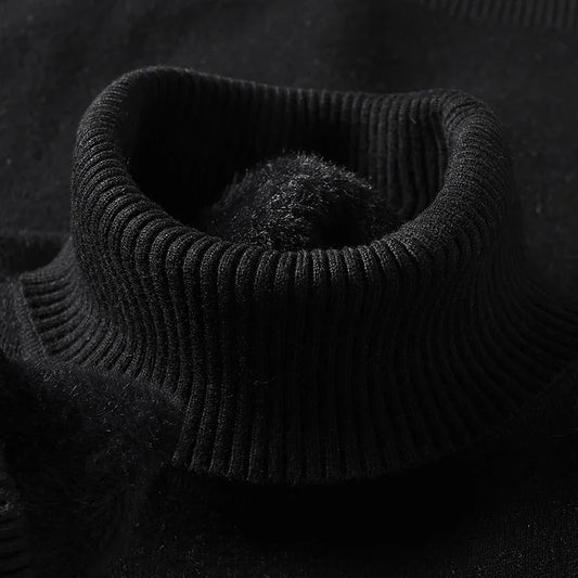 Sweatwear Mens Anti-pilling High Quality Knitted Turtleneck Sweater Slim Fit Long Sleeve Pullover Solid Color Trend Men Clothing