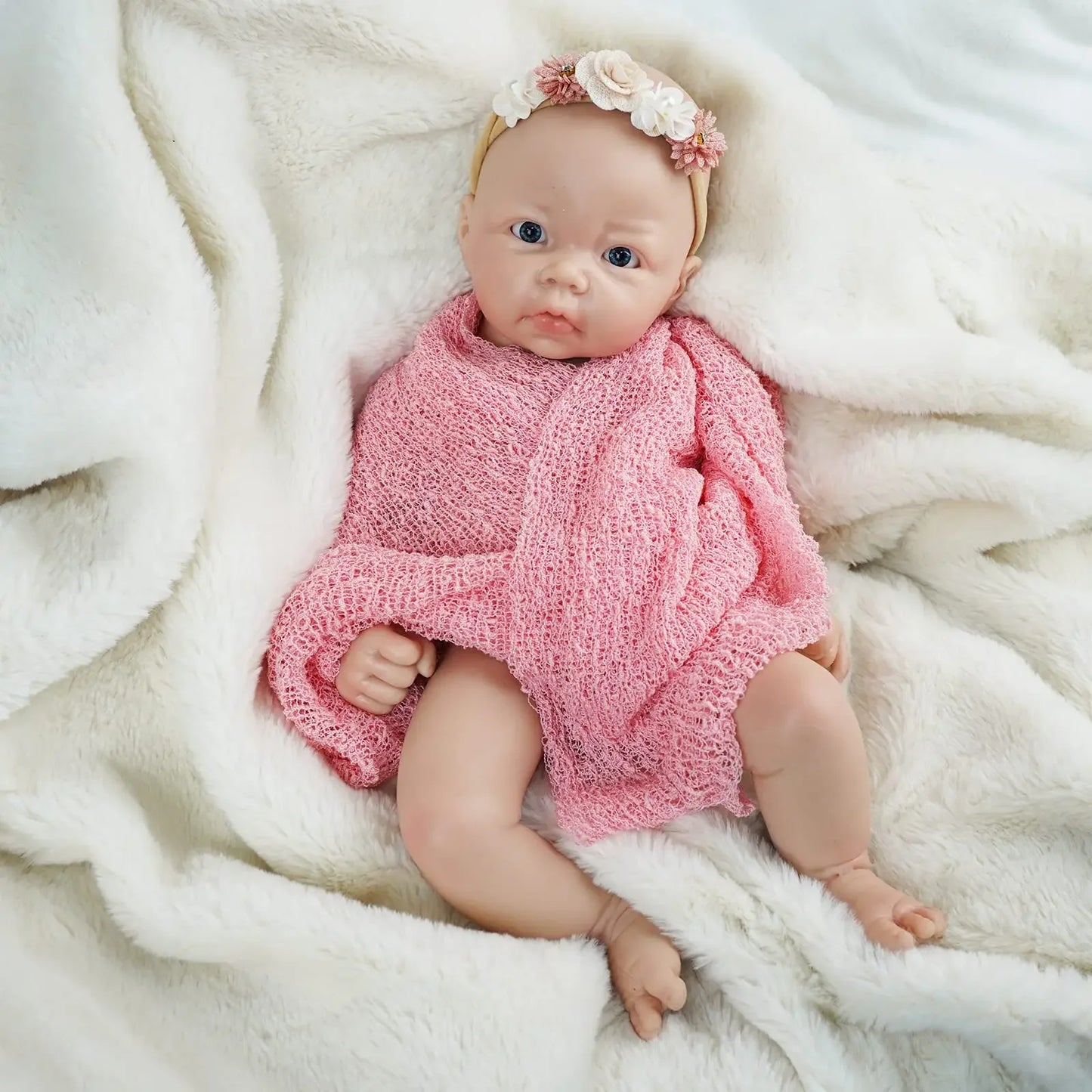 17 Inch Full Platinum Silicone Reborn Baby Doll Jerry Girl Realistic Newborn Baby Doll Open Eyes Real Life Bebe Dolls
