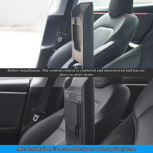 For Tesla Model 3/Y/YL 2024-2026 Hidden Storage Center Console Armrest Front And Rear Flocking Layered Grid Organized Container