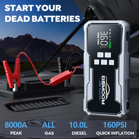 BSMOOM 7000A Car Jump Starter Power Bank Portable 150PSI Air Pump Car Battery Emergency Boosters Starting Device Car Starter