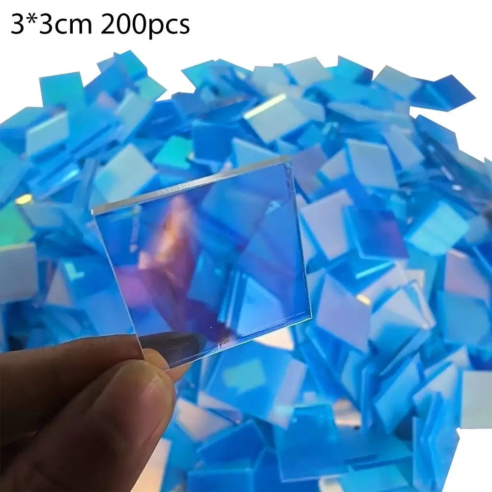 2X2/3X3cm 100-300PCS Mini Holographic Acrylic Blocks DIY Wall Decorations Reflective Acrylic Sheet Home Decoration Crafts Wall D