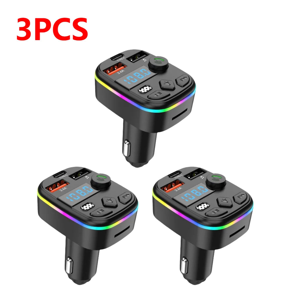 1-3PCS Car FM Transmitter Car MP3 Player Bluetooth 5.3 Support TF Card U Disk Hands Free Wireless Car Kit MP3 Player Adapter