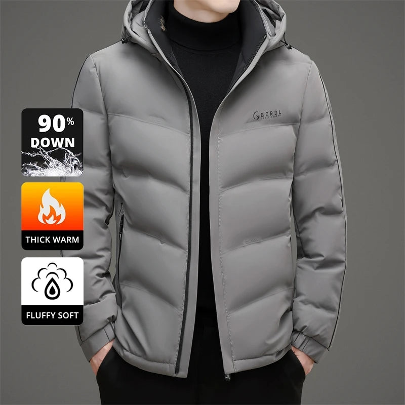 High End Thick Hooded Fashion Windbreaker Casual Brand Mens Parkas Winter Warm Feather Puffer Jacket Outwear Down Jacket