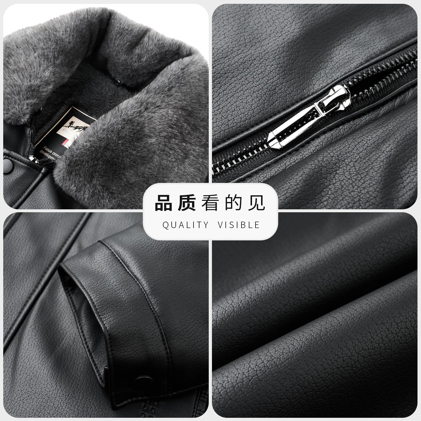 XYL-3303 Autumn/Winter Spring Men's Leather Collar Leather Coat With Detachable Wool Collar Short Casual Business Sheepskin