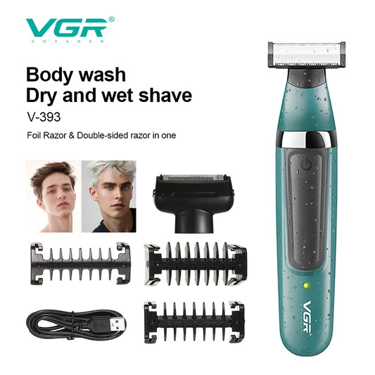 VGR 393 Double blade multi-function waterproof shaver, rechargeable beard trimmer, male hair trimmer set