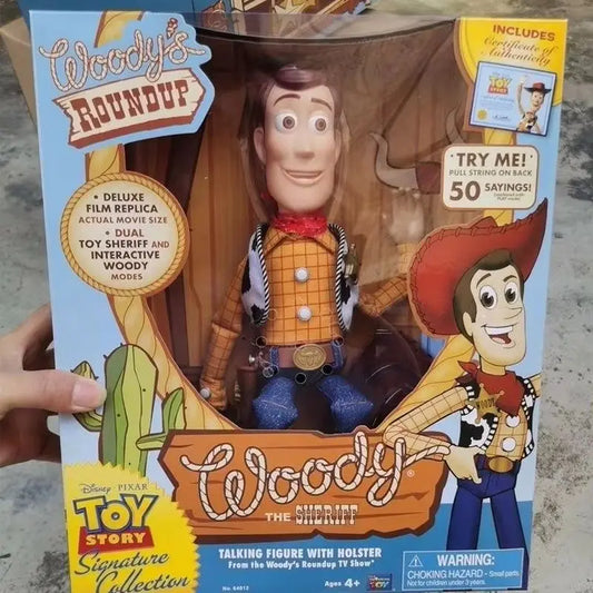 New Hot In Stock 40cm Pixar Toy Story Woody Action Figures English Movie Sound Character Doll Cloth Cowboy Birthday Gift
