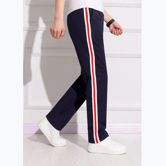 Black Unisex New Track Pants Casual Sweatpants mens Striped Bastic Trousers Straight Pants Joggers Simple Work Pants
