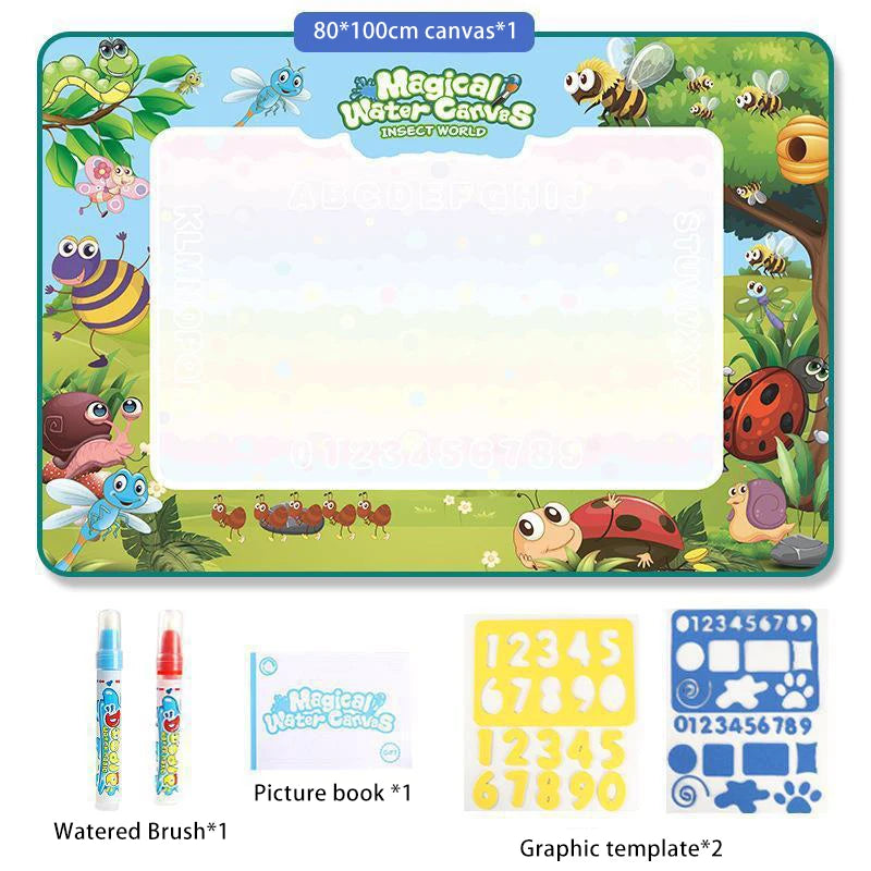 100x80CM Coloring Magic Water Drawing Mat Watercolor Painting Magic Graffiti Pad Reusable Magic Pens Educational Toys Gifts