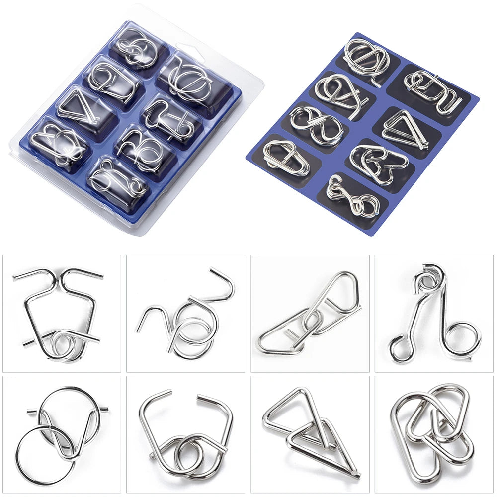 NEW Set of 24PCS Metal Wire Puzzle Toys IQ Test Puzzle Unlock Toys Brain Teasers
