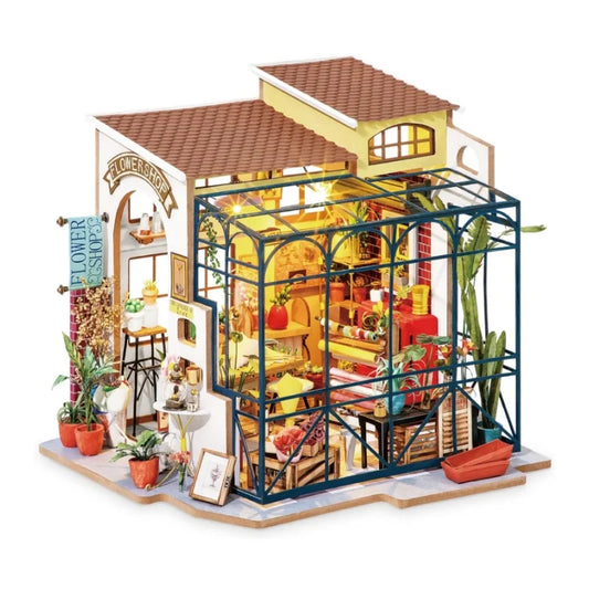 Robotime Mini House DIY Dollhouse Kit with Furnitures Accessories 1:24 Scale Craft Kit Emily's Flower Shop