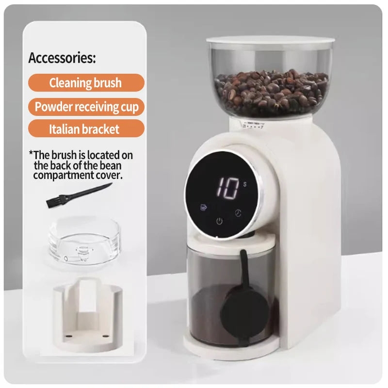 110V/220V Coffee bean grinde,Adjustable roughness,Electric Italian coffee grinder,Smart screen, with Italian stand