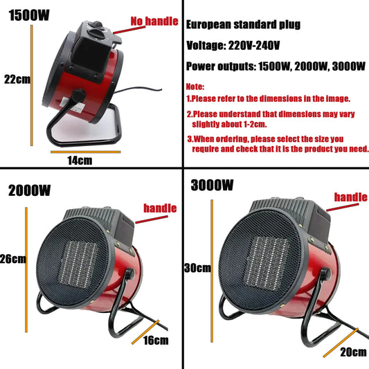 3000W Portable Electric Space Heater with Fan Adjustable Thermostat 2 Heat Settings&Fan Mode&Tip-Over Protection 1.5kw/2kw/3kw