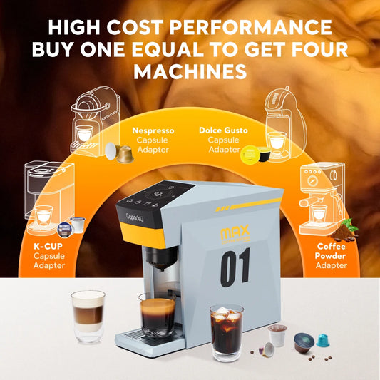 Max Capsule Coffee Machine Electric Automatic Espresso Maker Compatible with Nes*/DG/Ground Coffee/K cup Capsule Pods