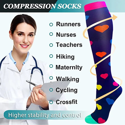1 Pair S-XXL Large Size Compression Socks Doctor Nurse Golfs Tube Fit Medical Edema Diabetes Varicose Veins Soccer Men Stockings