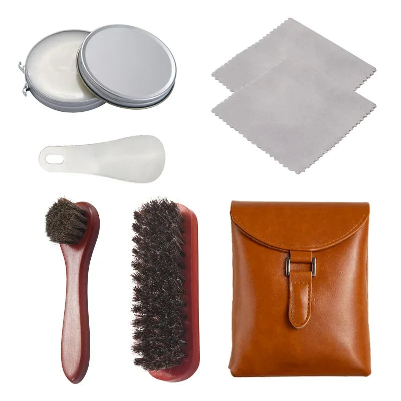 Double Horse Hair Brush Shoe Care Kit Cleaning Dust Removal Polishing Leather Shoes Cleaning Tool Set Quality Horse Hair Brushes