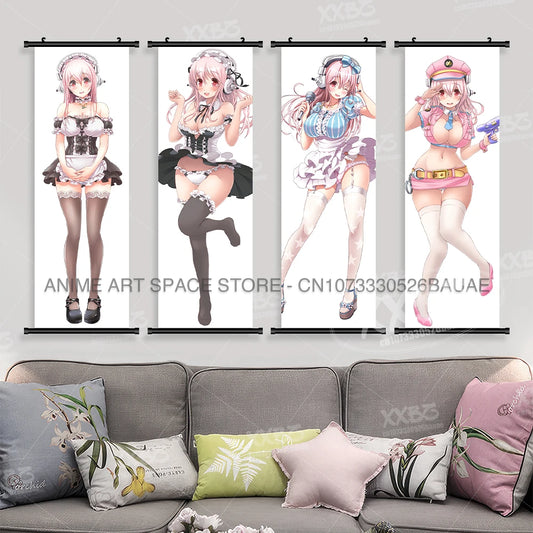 Video game Wall Artwork Canvas Scrolls Picture Anime Movie Role Poster Hanging Painting Print Home Decoration For SUPER SONICO