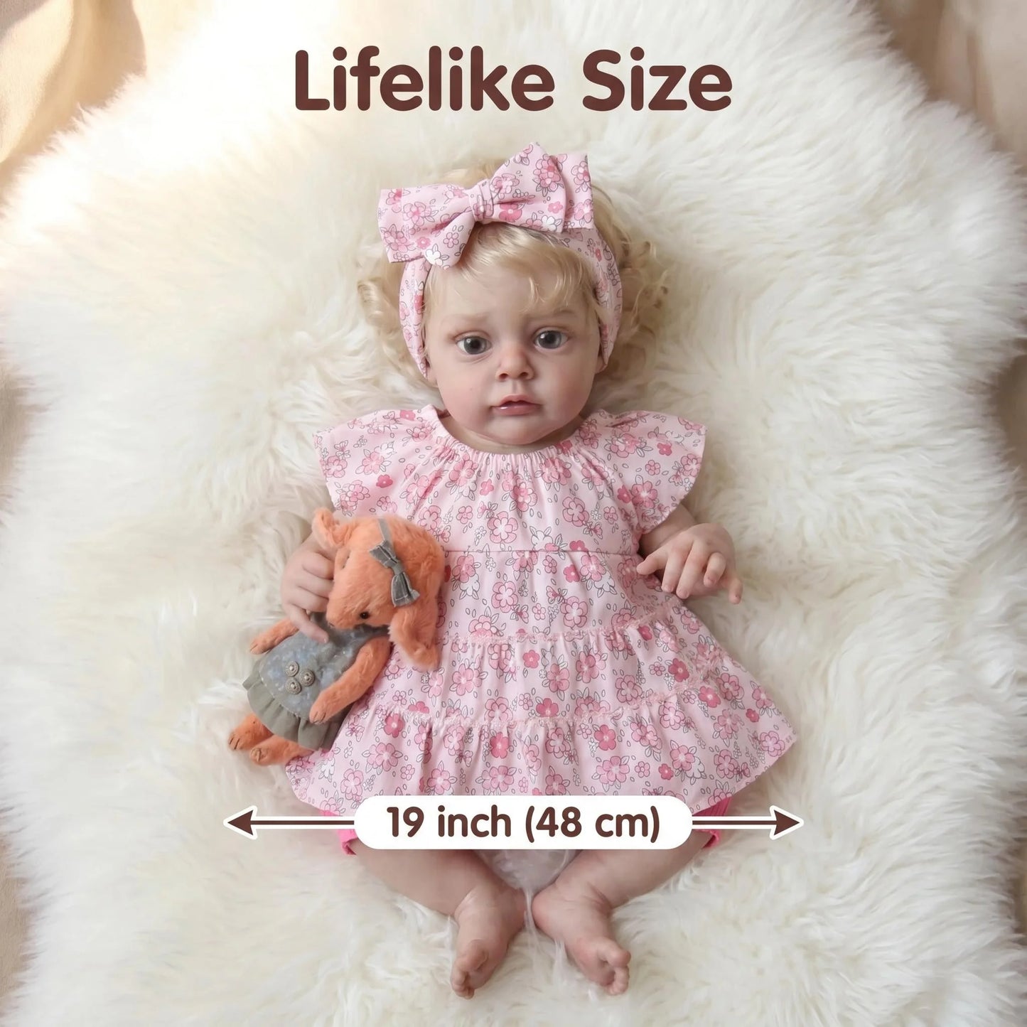 NPK 19inch Chloe Soft Cloth Body detailed painting Lifelike Real Soft Touch Doll With Hand Rooted Hair