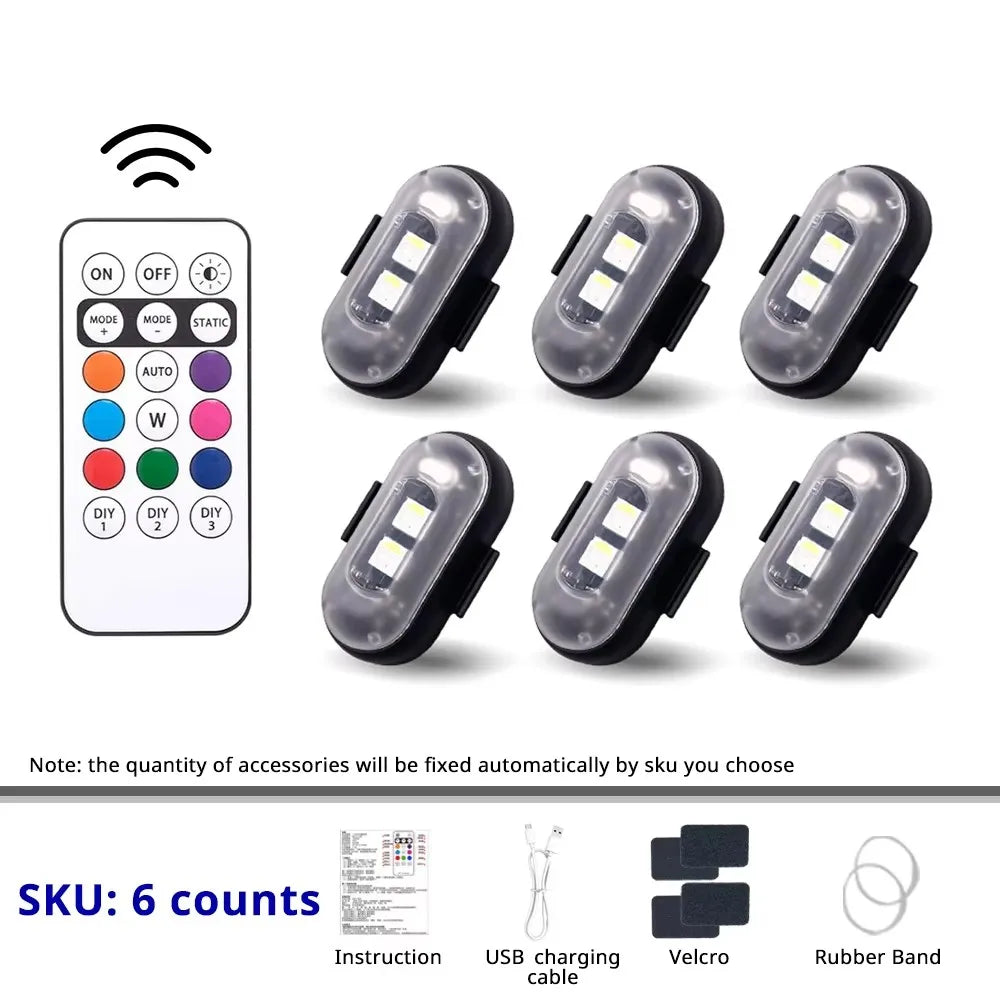 LED Portable Party Lights Remote Control Wireless Lighting Rechargeable Car Footwell Light Under Glow Kit Accessories Gift