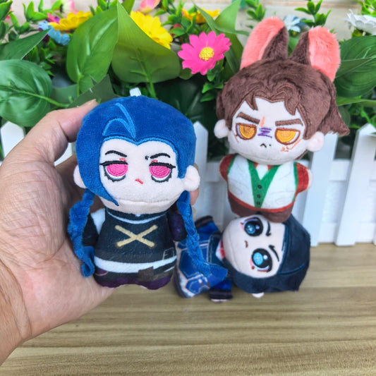 In Stock 10cm Cute Cosplay Anime Game Powder Jinx / Machine Herald Viktor / Caitlyn Kiramman Plush Toys Keychain Plushie Doll