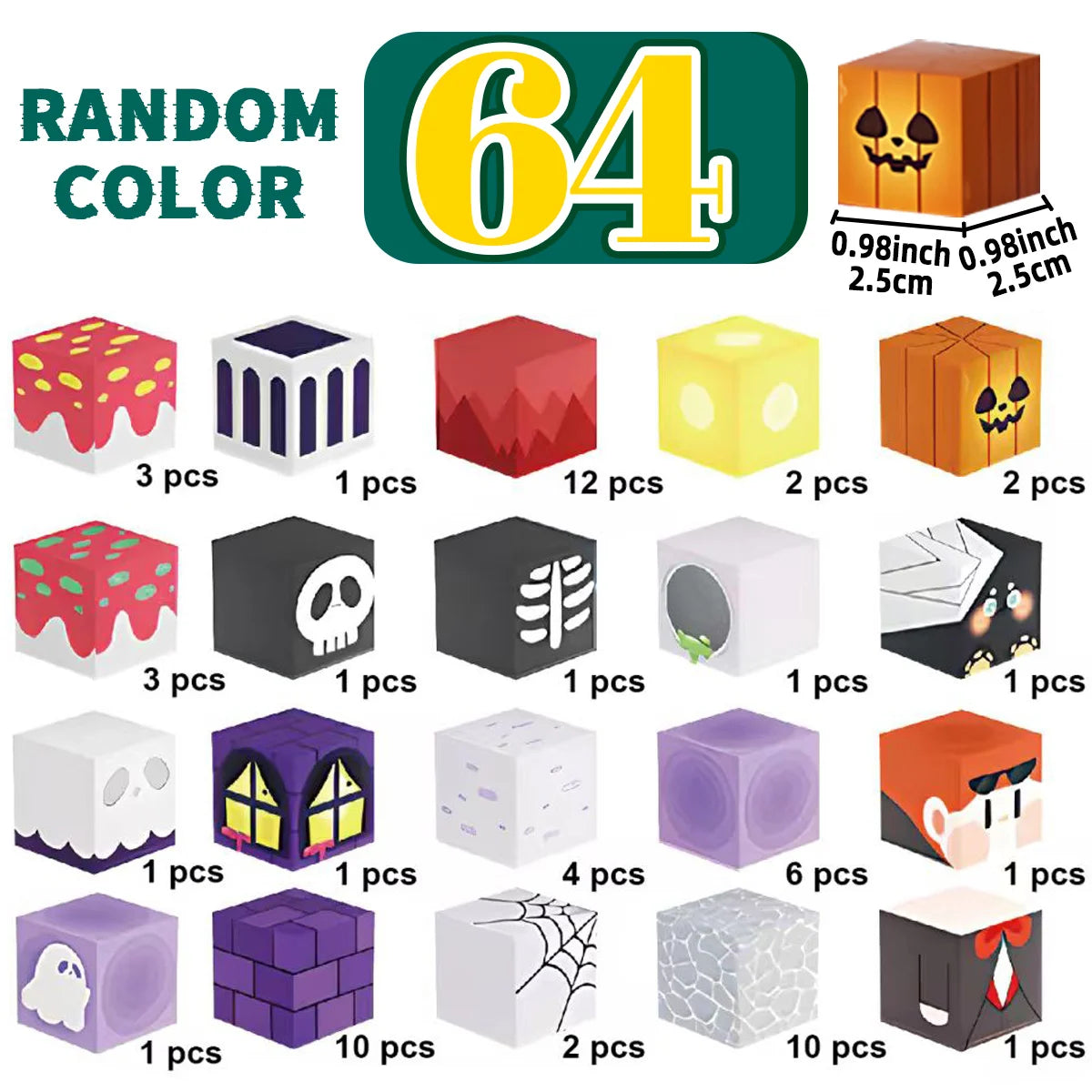 Halloween Day Theme Magnetic Building Blocks, Magnet Cubes, Magnetic Toys, Perfect Birthday Christmas Halloween Gifts