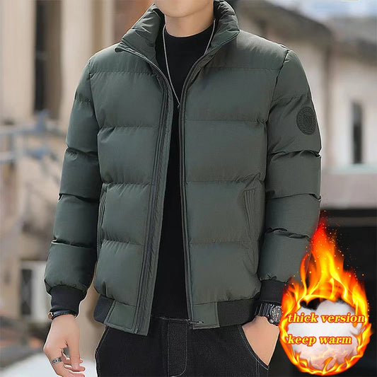 Autumn Winter Stand Collar Padded Jacket Men's Thick Warm Fashion Down Parka Coat Men Business Casual Puffer Jackets Clothing
