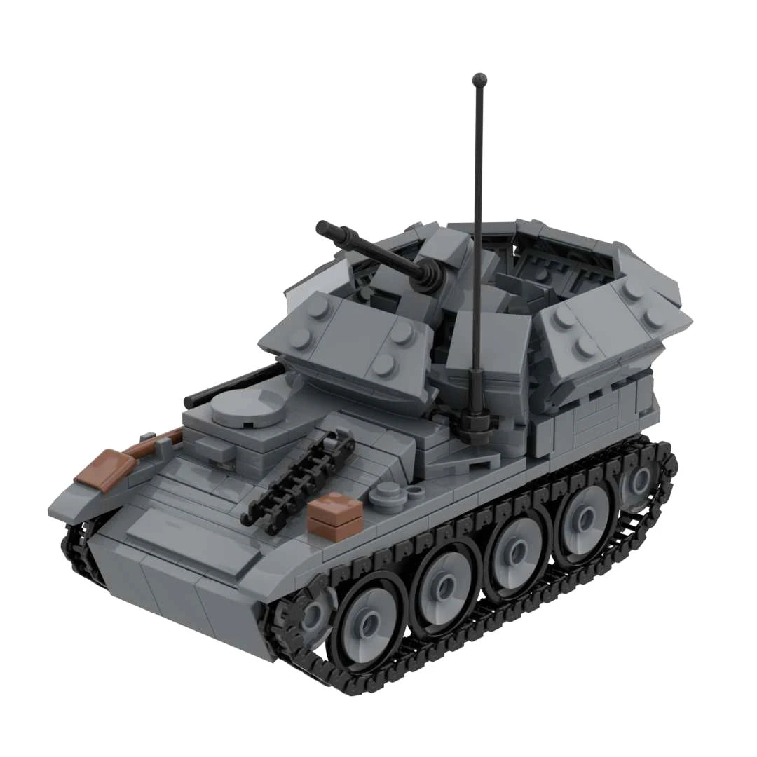 WW2 German Flakpanzer I Panzer I & Flakpanzer 38(t) Light Anti-Air Vehicle Custom Military Building Brick Toy Model Collection