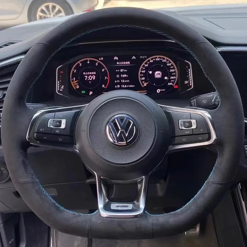 Braid Genuine Leather Car Steering Wheel Cover for Volkswagen VW Golf R MK7 Golf 7 GTI VW Polo Scirocco 14-16 DIY Car Interior
