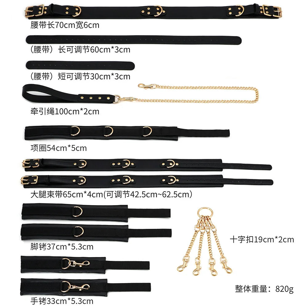 Couple Body Restraint Adult Toy 18+ Handcuff Thigh Split Sex Toy BDSM Erotic SM Slave Cosplay Games Bondage Gear Fetish Harness