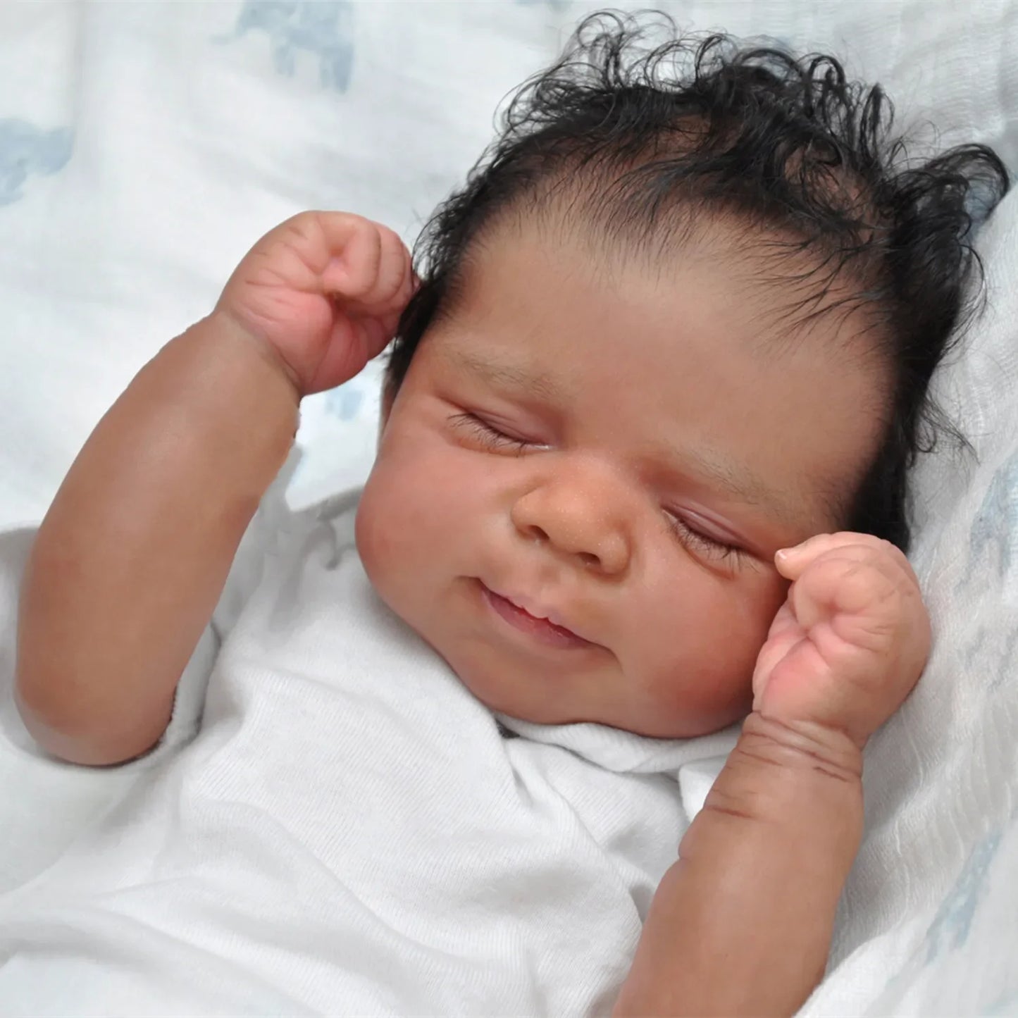 48 CM Soft Touch Silicone Asleep Reborn Baby Doll Toy For Girl Lifelike Black Skin Doll Kid Birthday Gift
