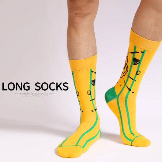 5Pairs Mens Fun Dress Socks, Pattern Funny Socks Pack, Colorful Striped Combed Cotton Novelty Socks,Cool Breathable Casual Socks