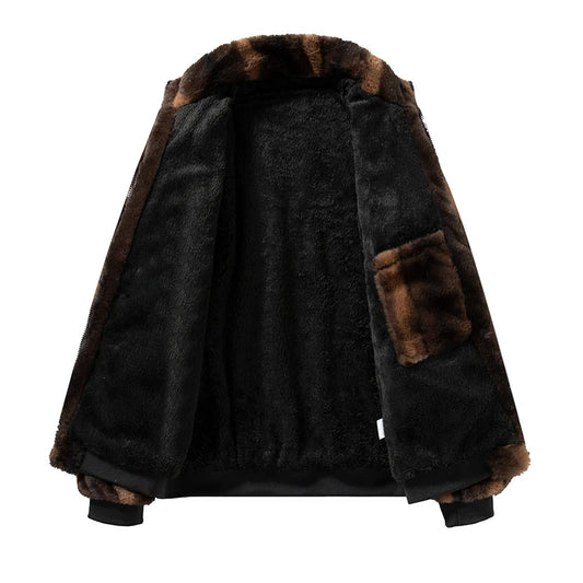 Cross border stand up collar fleece cotton jacket casual jacket solid color plus fleece cardigan woolen jacket thickened double-