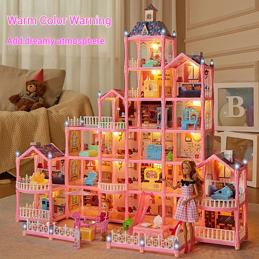 Girls Villa Castle Model Building Block Sets DIY Bricks Toys Doll house Villa Children Pretend Play Toys for Girls Gift