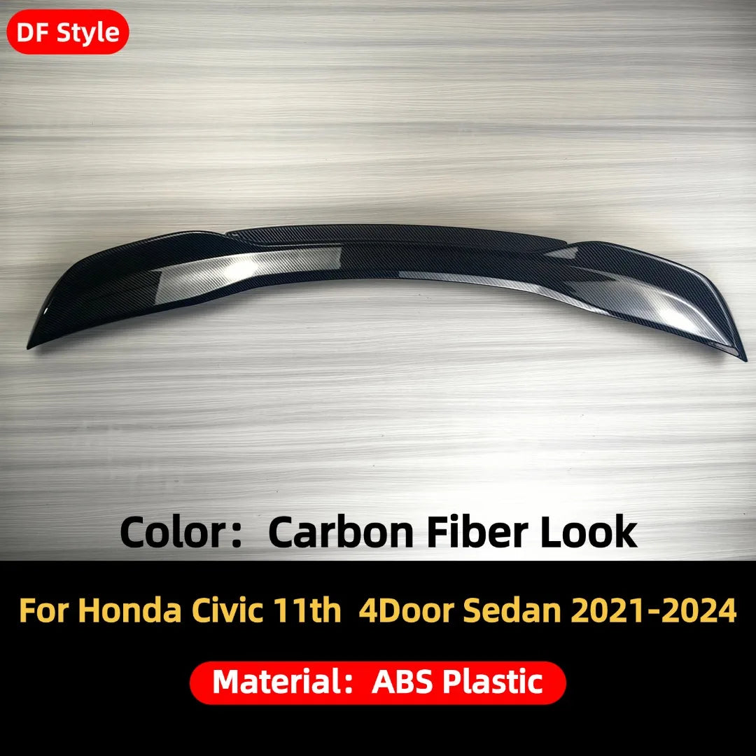 Rear Sport Wing Trunk Spoiler For Honda Civic 11th Gen Sedan 2021-2024 Air Dam Deflector Glossy Black Trim Tuning Accessories