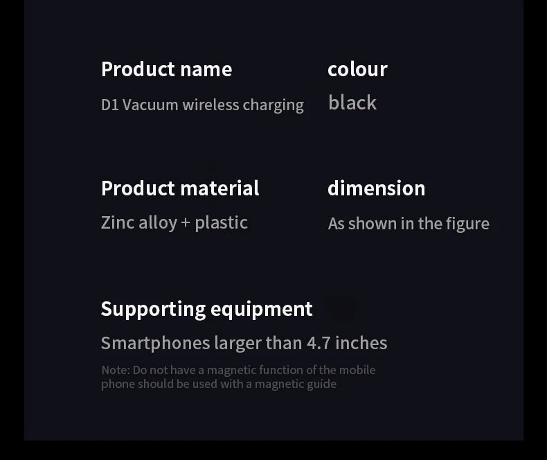 Folding 15W wireless charging car phone holder vacuum suction 360 ° rotating magnetic support bracket