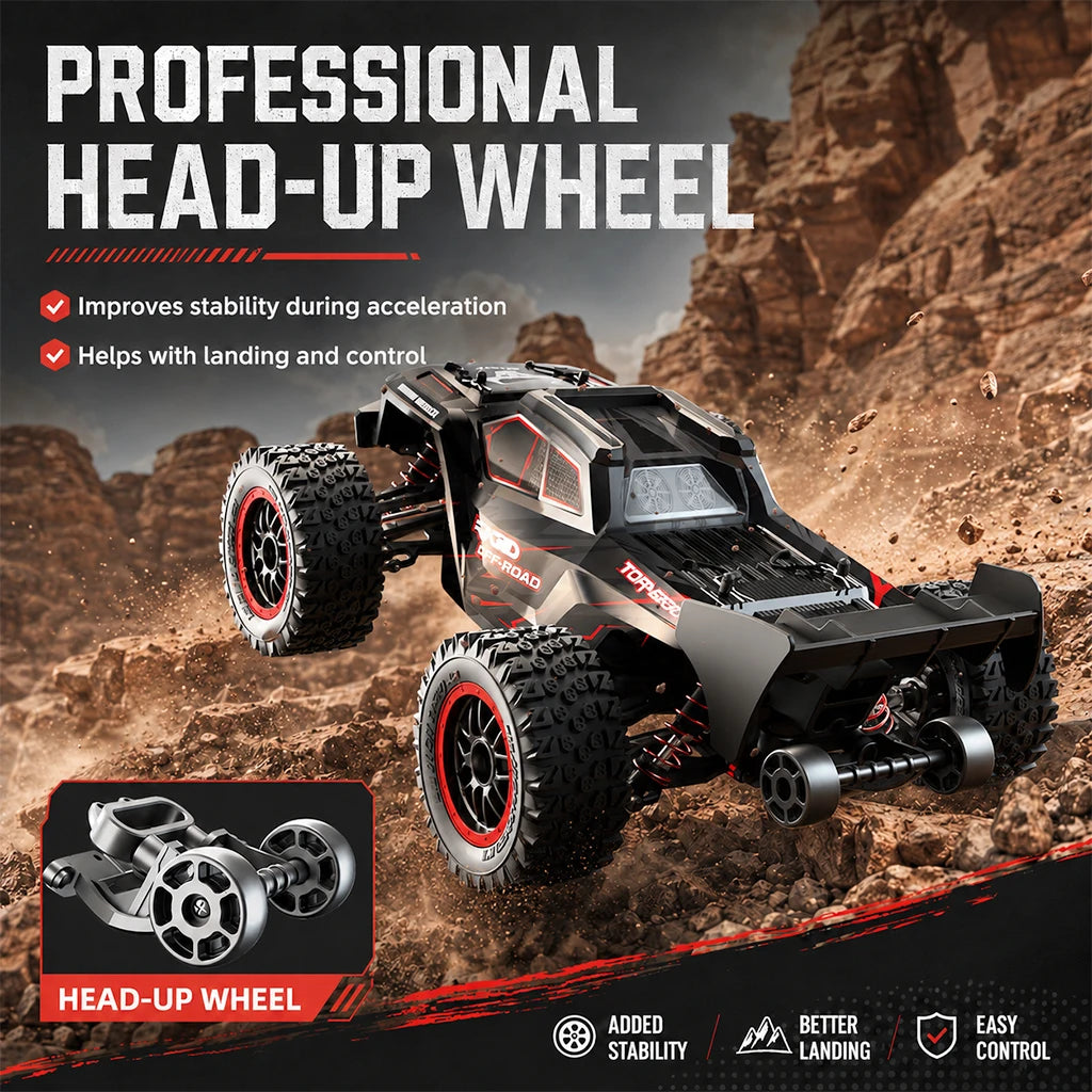 75km/h 2.4G Remote Control RC Car 4WD All Terrain Vehicle High Grip Tire Aerodynamic Tail For Mud Gravel Grass Park Outdoor Racing Hobby Toy