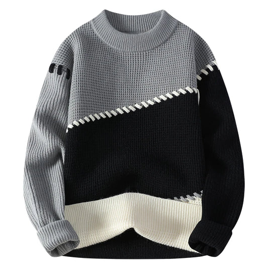 Men's Fashion stripe pattern Sweaters 2024 Autumn/Winter Loose Knittwear Men sweater youth Thick Warm wool pullovers M-4XL 