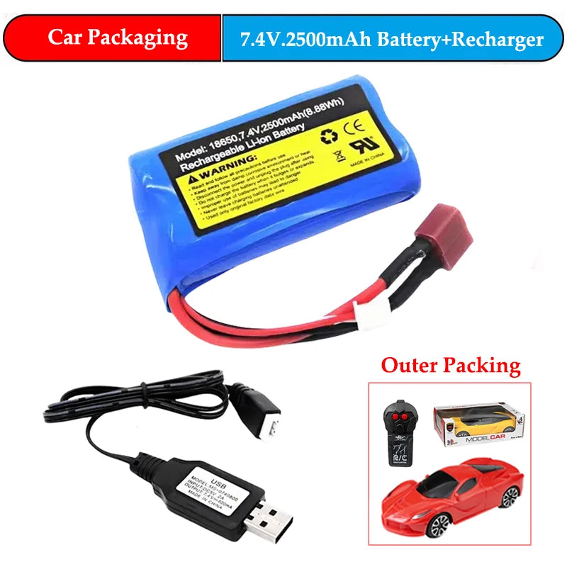 Batería Lipo De 7,4 V, 2500mAh, 18650 Para Wltoys 12428/144001 RC, Piezas De Coche, 2s, Para for SCY-16101 SCY-16102 SCY-16103