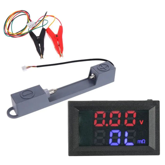 0.56 Inch Dual Digital Display Battery Voltmeter Resistor Tester Red Blue Display DC4-12V VR452 Internal Resistance Tester 1Set