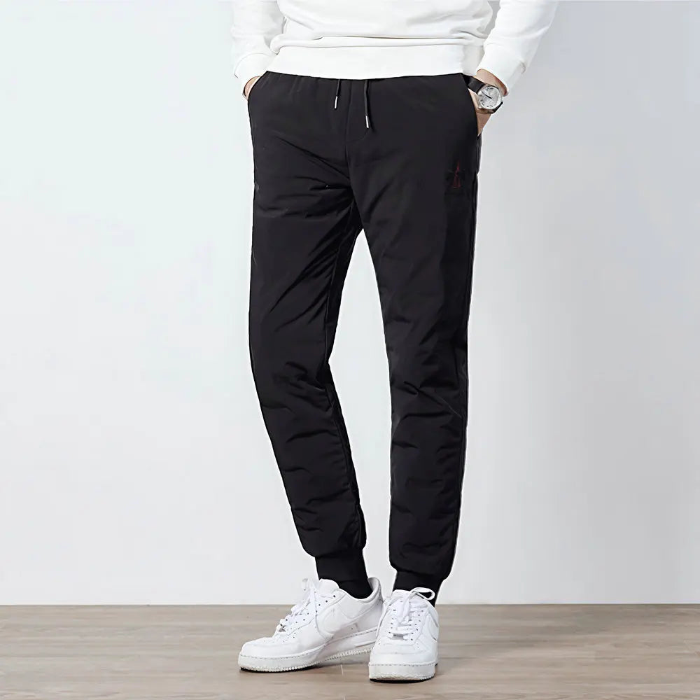 Men Lightweight Thernal Puff Down Pant Winter Chill Black Warm Trousers Adjustable Elastic Waist Underwear Cosy Menswear