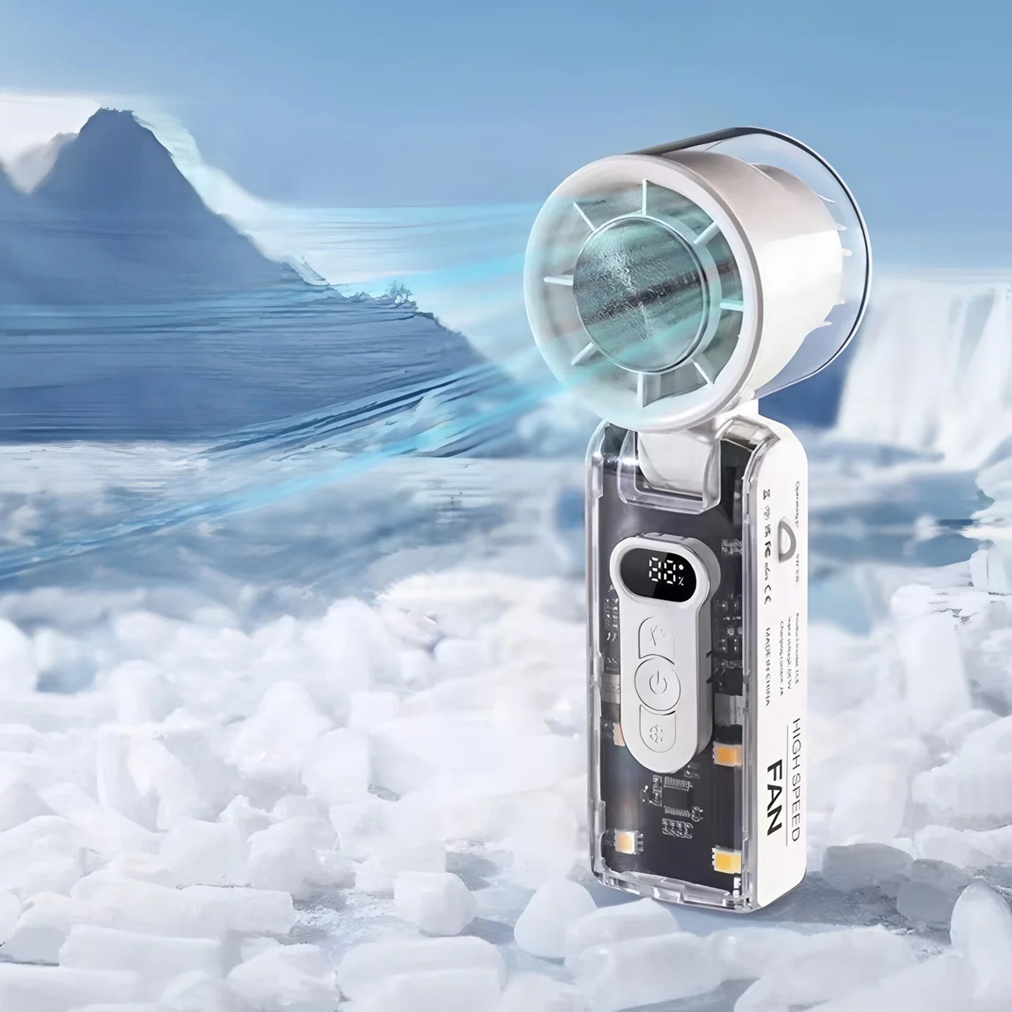 Handheld mini fan, cold air powerful wind speed, convenient USB charging, suitable for travel, outdoor activities, and summer