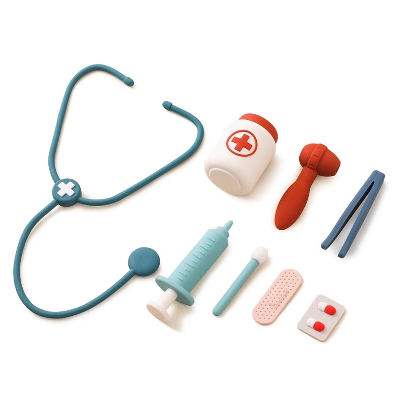 Doctor Toys Pretend Silicone Play Doctor Kit Food Grade Safety Nurse Set for Girls Boys Toddler Games Learning Toy Baby‘s Gift