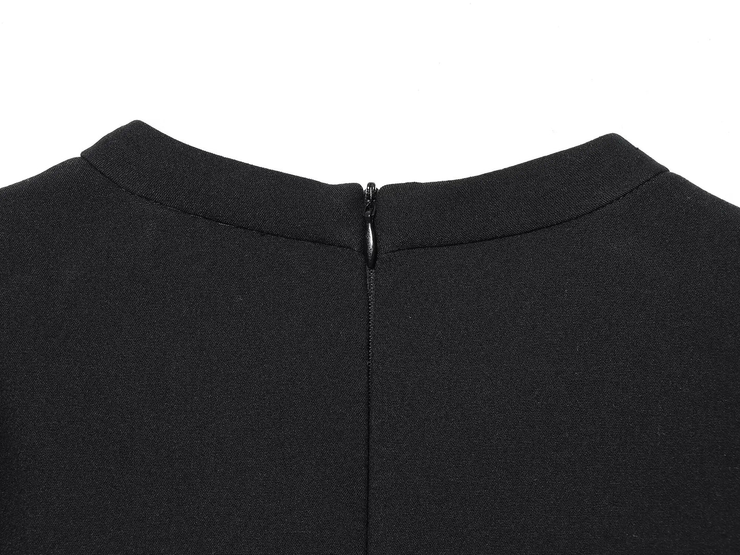 ZARK Fashionable round Neck Bubble Sleeve Short Dress Polyester High Waist Skirt for Women City Commuting Casual Wear Zipper ...