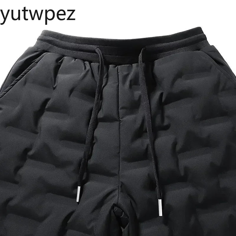 Fashion 90% White Duck Down Padded Thicken Winter Warm Down Pants Men Joggers Outdoor Sport Running Sweat Pants Thermal Trousers