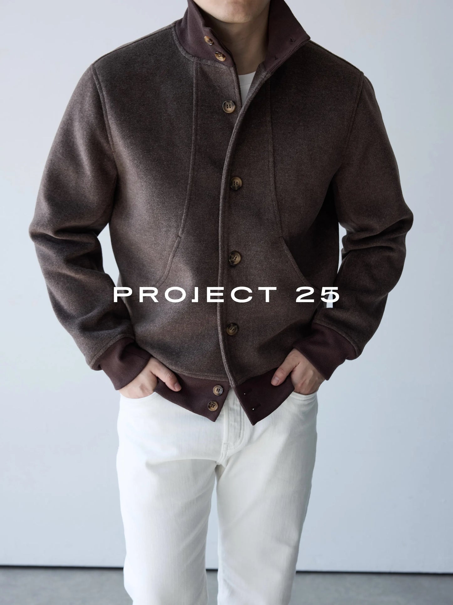 PROJECT 25 Men's Retro Felted Wool-Like Deconstructed Stand Collar Jacket Old Money Style Soft Fluffy Warm Fall Winter Outerwear