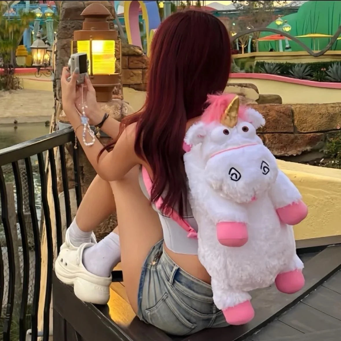 Despicable White Unicorn doll backpack bag School bag Plush toy Gift Kids Children Toys large