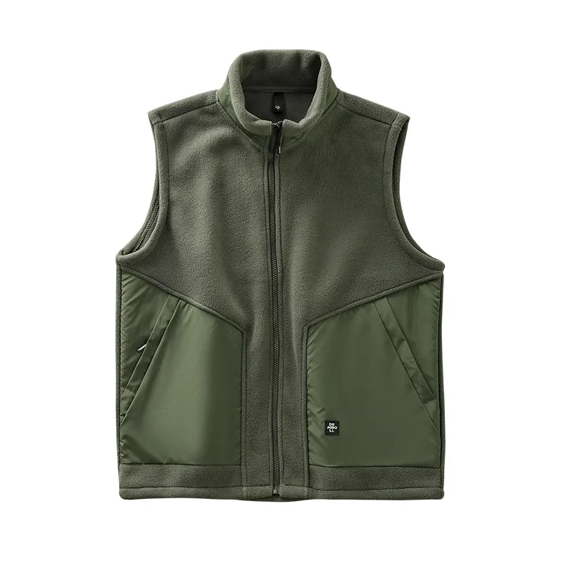 DUKEEN Men's Fleece Vest 2024 Winter New Sleeveless Warm Stand Collar Jackets Basic Men's Chlothing