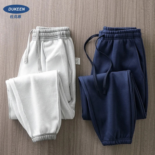 DUKEEN 500G Heavyweight Men's Fleece Jogger Sweatpants Autumn and Winter Basic Soild Color Thick Sport Long Pants Men's Clothing