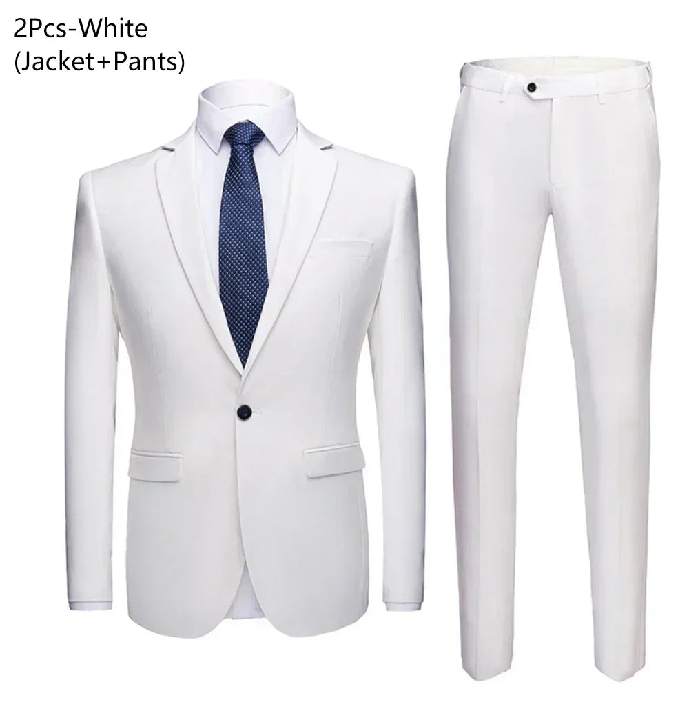 Suit Men Elegant For Wedding 3 Pieces 2 Set Jackets Vest Pants Blazers Groom's Formal Full Business Coats 2025 Costume